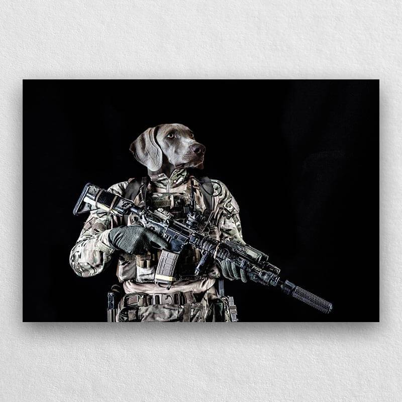 Special Forces Soldier Military Dog Painting Pet Canvas