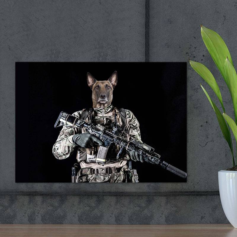 Special Forces Soldier Military Dog Painting Pet Canvas