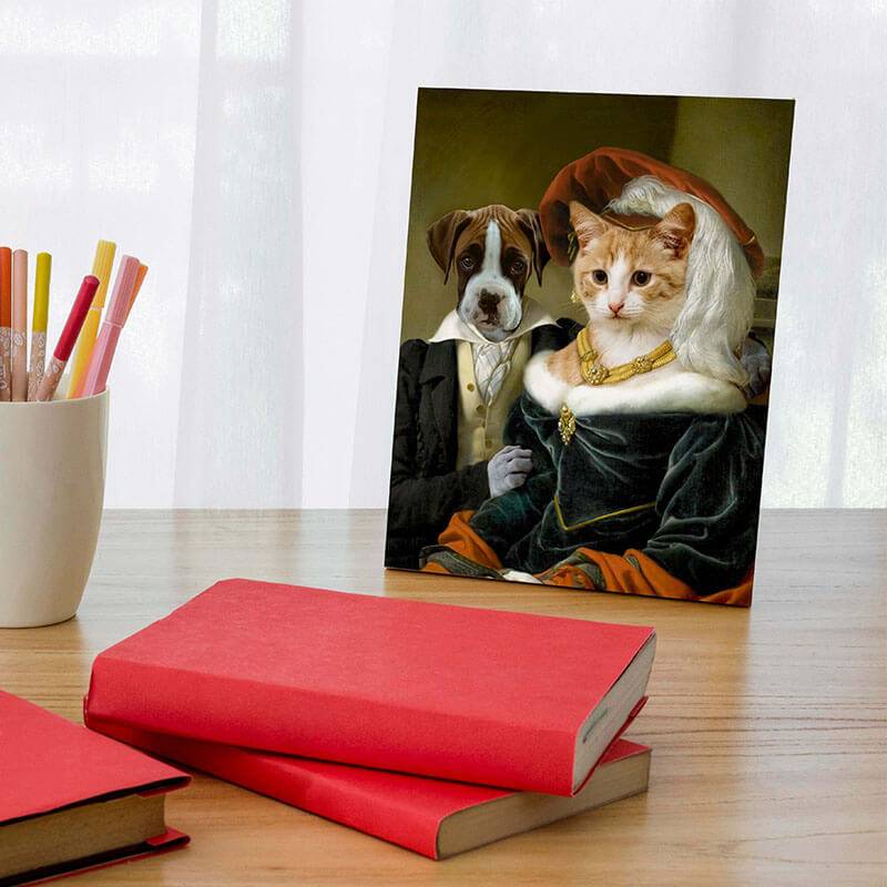 Noble Regal Pet Portraits Custom Two Pet Portrait