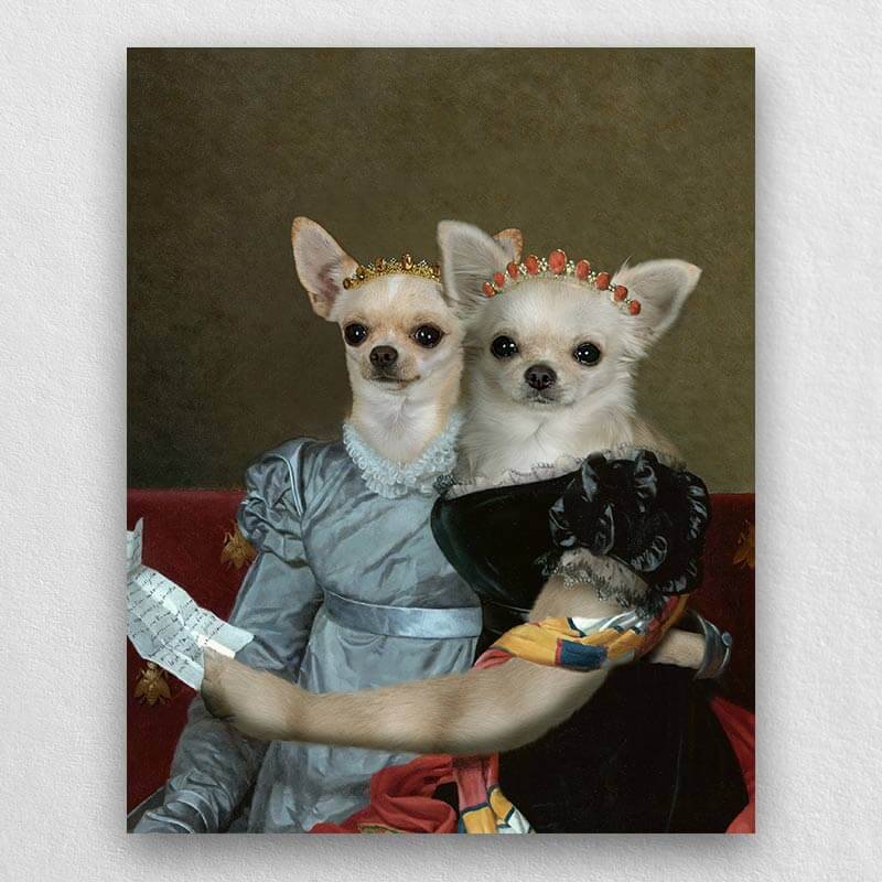 Princess Sisters Pet Portrait Double Pet Portraits