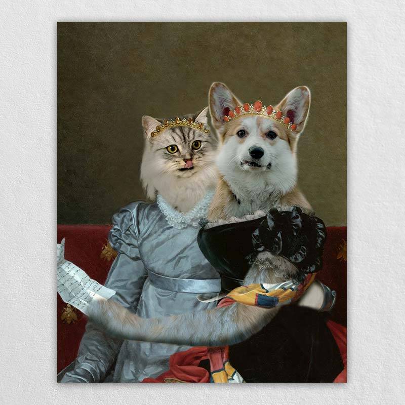 Princess Sisters Pet Portrait Double Pet Portraits