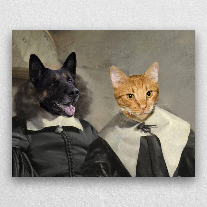 Couple Pet Portraits Custom Pet Canvas Art