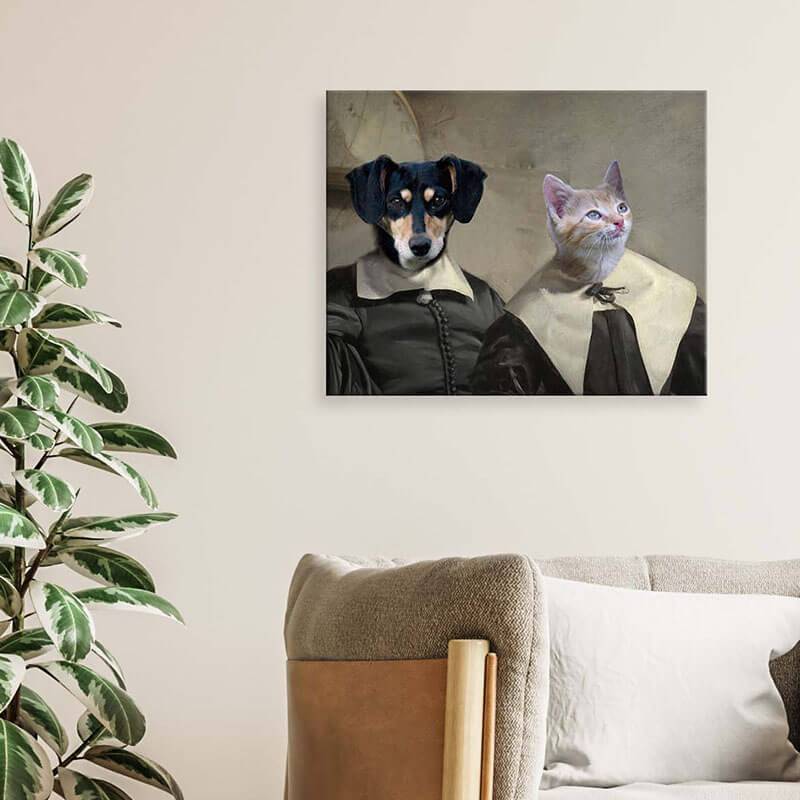 Couple Pet Portraits Custom Pet Canvas Art