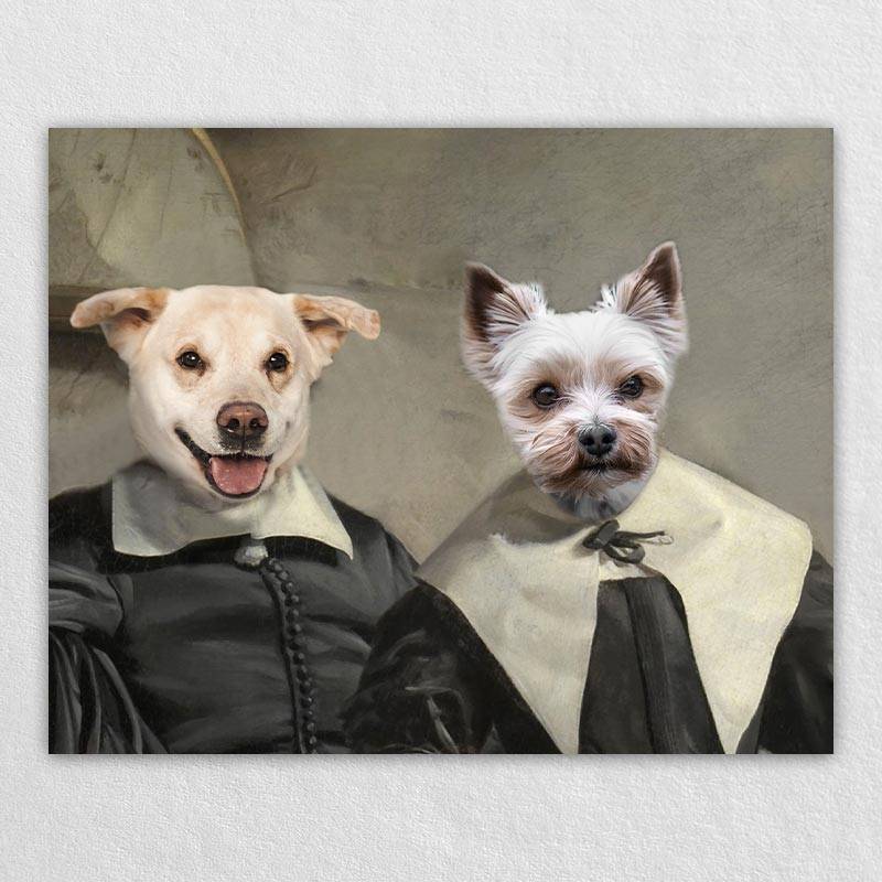 Couple Pet Portraits Custom Pet Canvas Art