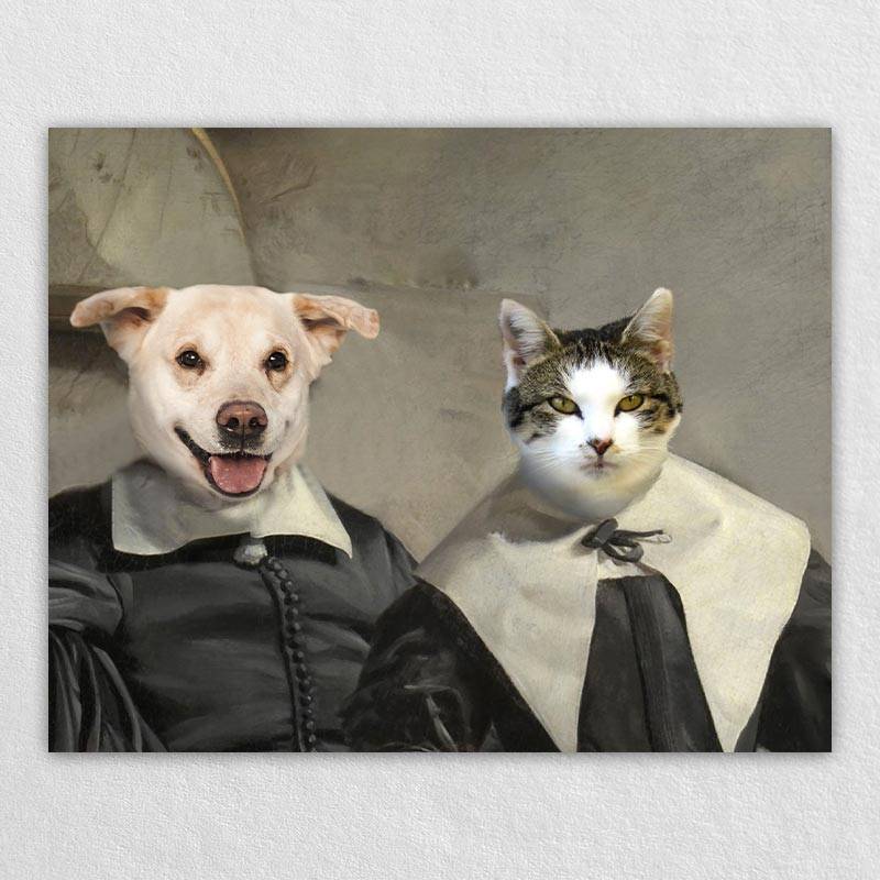 Couple Pet Portraits Custom Pet Canvas Art