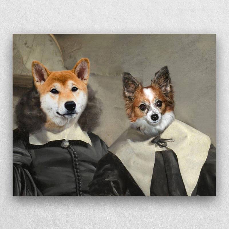 Couple Pet Portraits Custom Pet Canvas Art