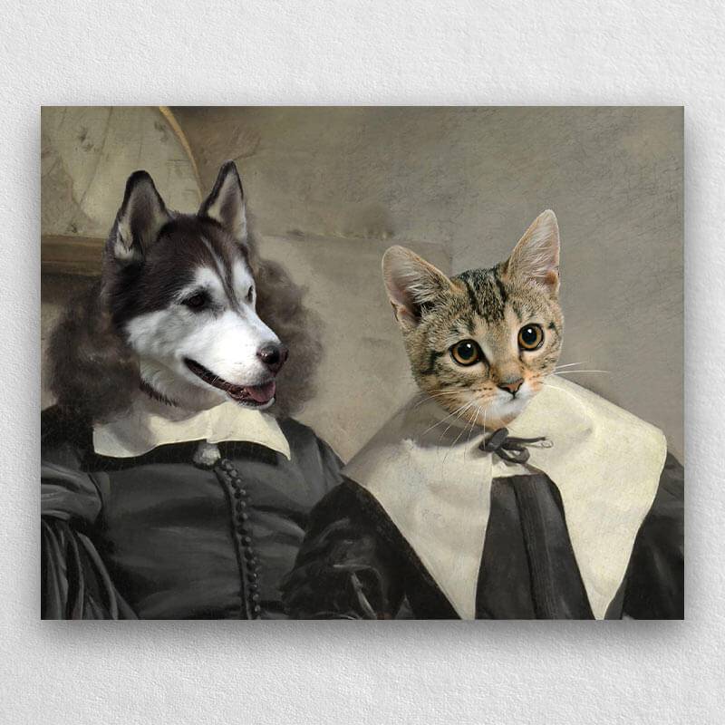 Couple Pet Portraits Custom Pet Canvas Art