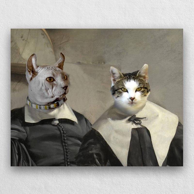 Couple Pet Portraits Custom Pet Canvas Art