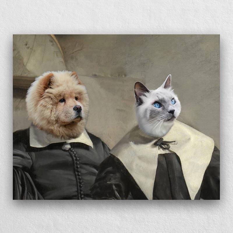 Couple Pet Portraits Custom Pet Canvas Art