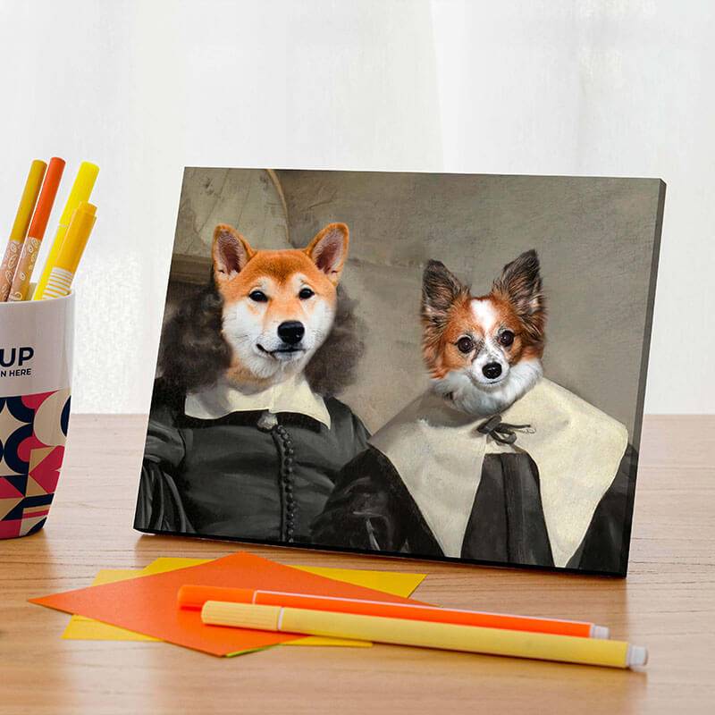 Couple Pet Portraits Custom Pet Canvas Art