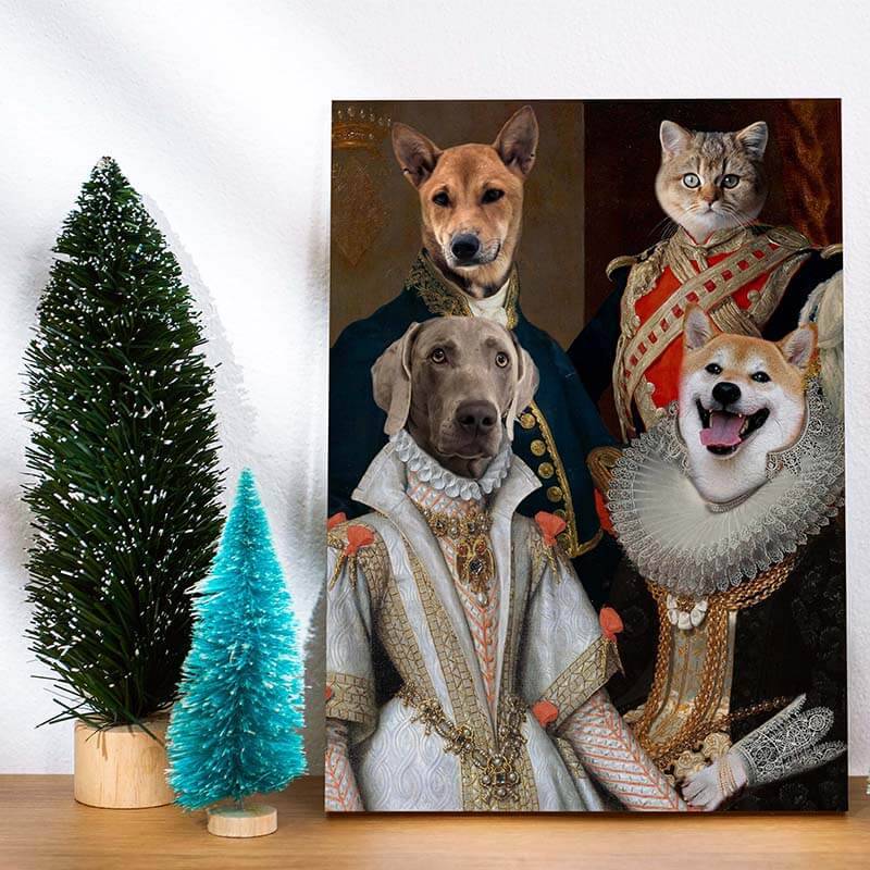 Custom Pet Family Portrait Royal Pet Canvas