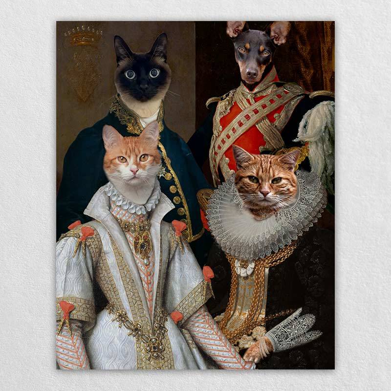 Custom Pet Family Portrait Royal Pet Canvas