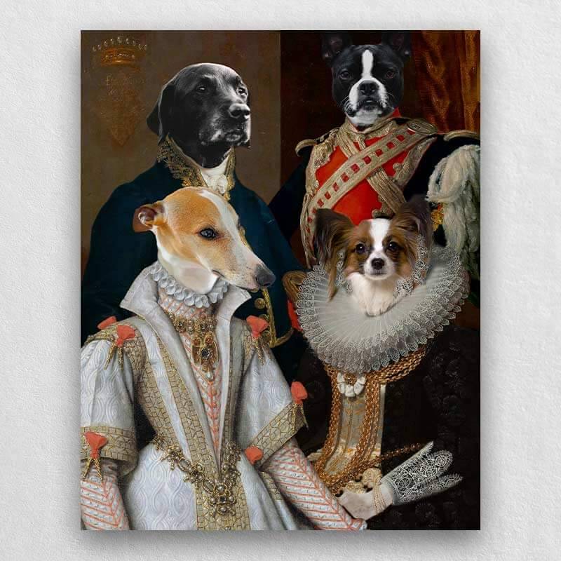 Custom Pet Family Portrait Royal Pet Canvas