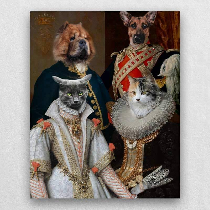 Custom Pet Family Portrait Royal Pet Canvas