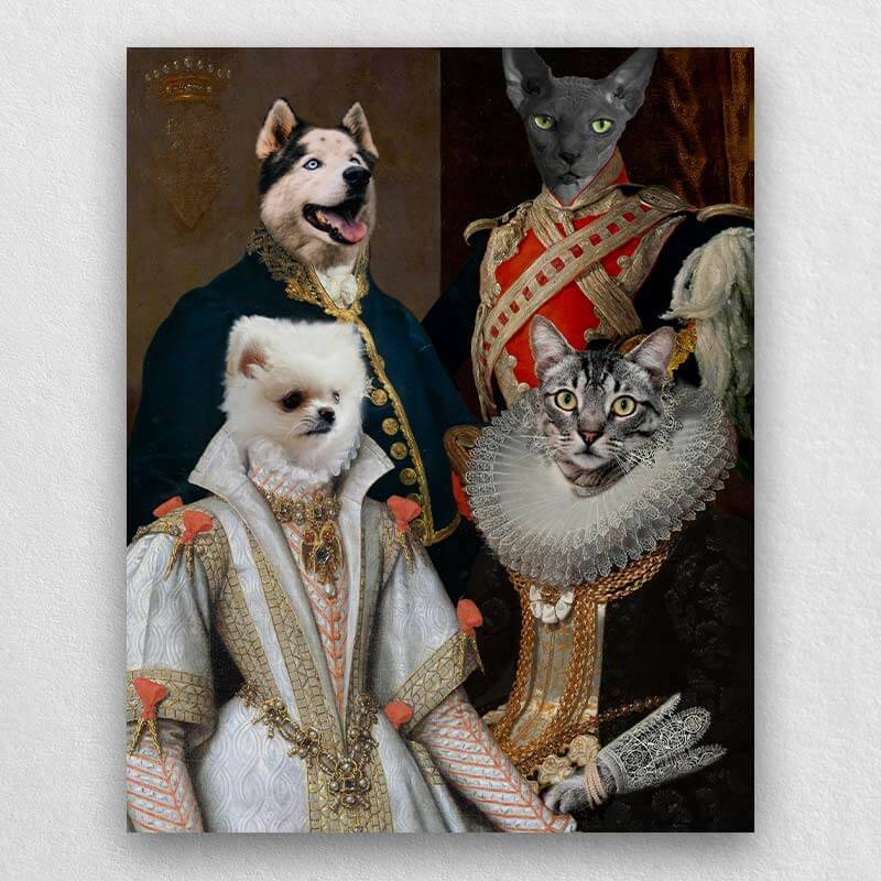 Custom Pet Family Portrait Royal Pet Canvas