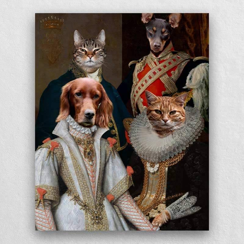 Custom Pet Family Portrait Royal Pet Canvas