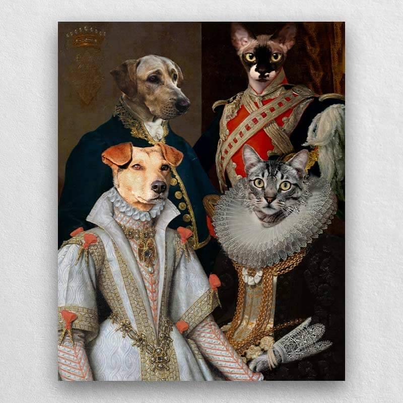 Custom Pet Family Portrait Royal Pet Canvas