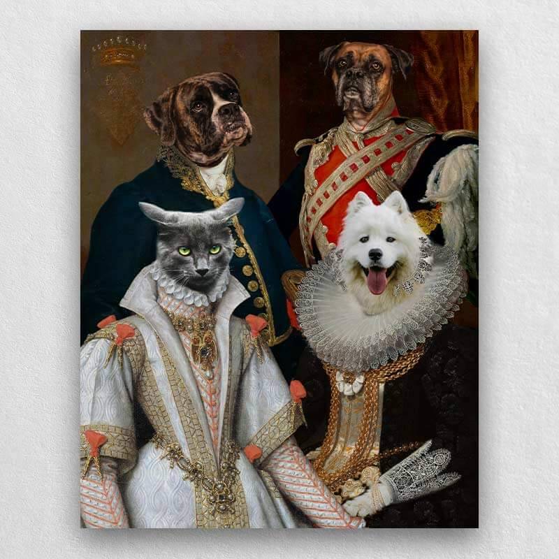 Custom Pet Family Portrait Royal Pet Canvas