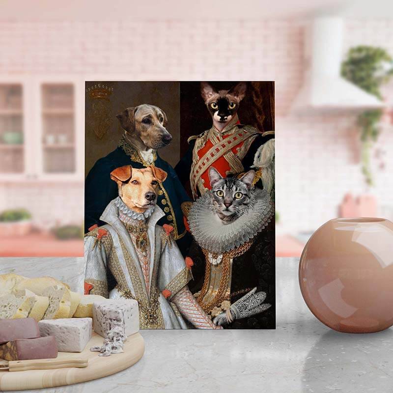 Custom Pet Family Portrait Royal Pet Canvas