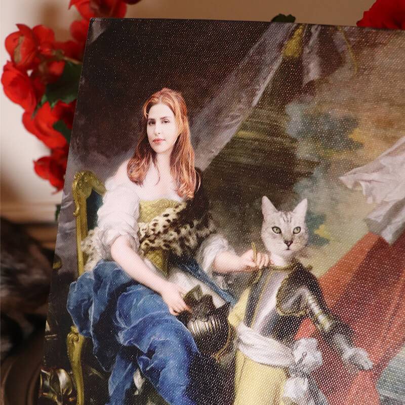 Custom Pet And Owner Portrait Painting Renaissance