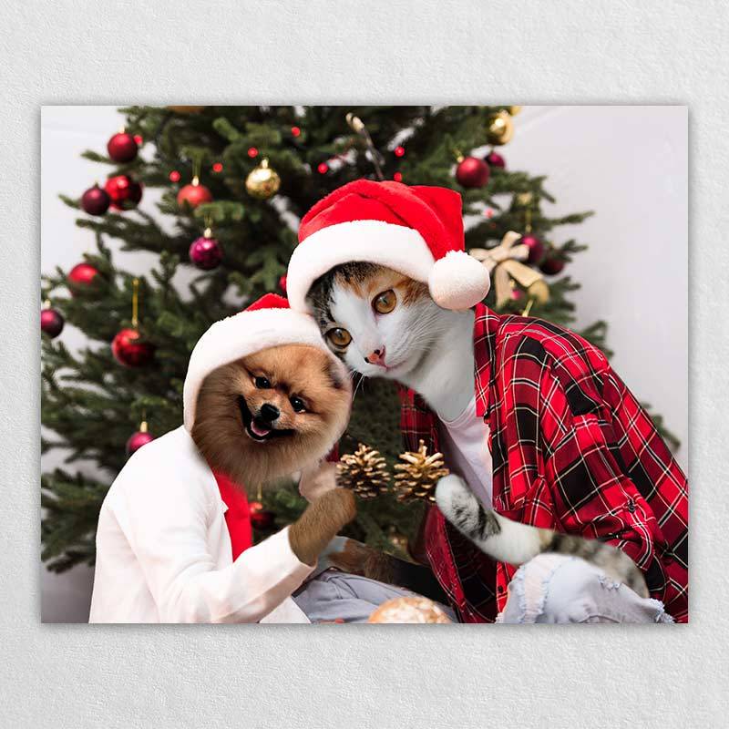 Cat Dog Pet Christmas Portraits Gift