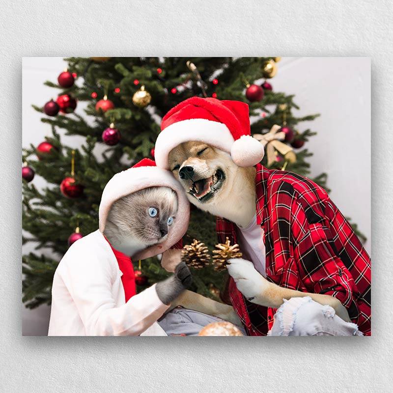 Cat Dog Pet Christmas Portraits Gift