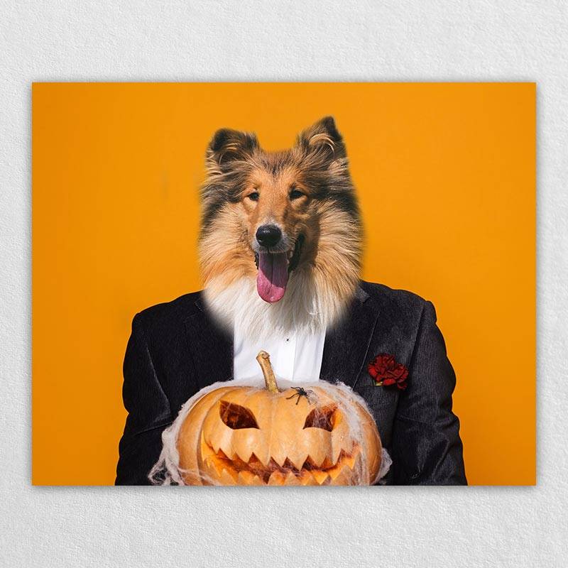 Zombie Dog Costume Portraits Funny Pet Canvas