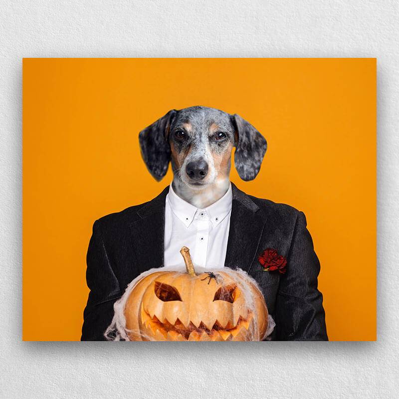 Zombie Dog Costume Portraits Funny Pet Canvas