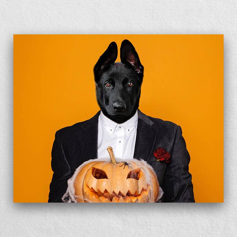 Zombie Dog Costume Portraits Funny Pet Canvas