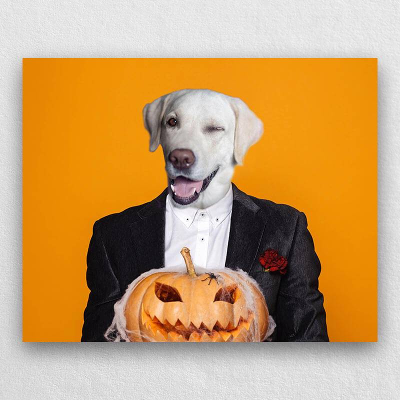 Zombie Dog Costume Portraits Funny Pet Canvas