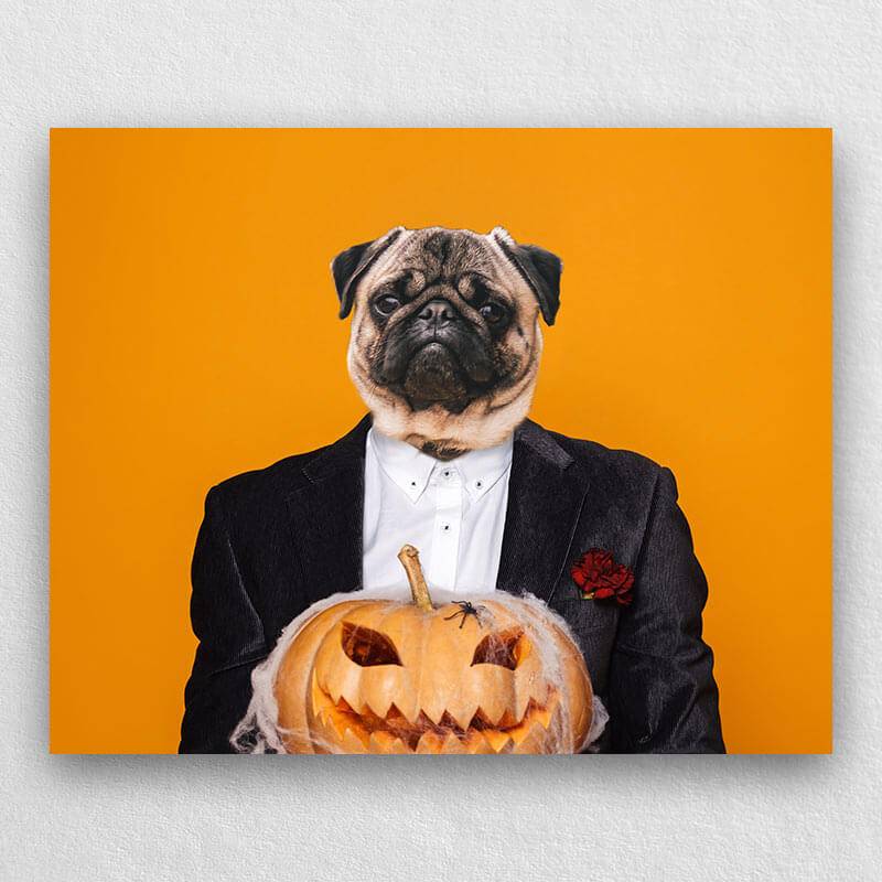 Zombie Dog Costume Portraits Funny Pet Canvas