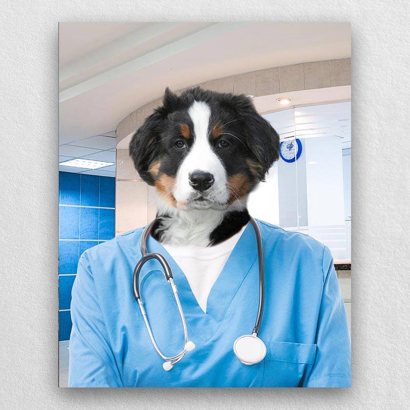 Pet Portraits Dressed Up As A Professional Surgeon