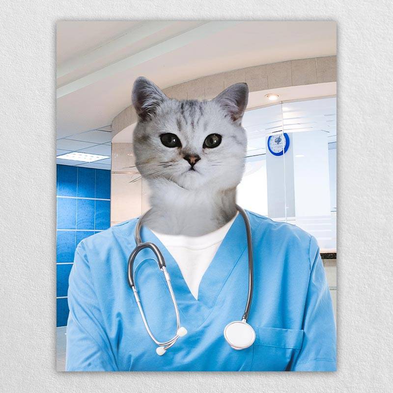 Pet Portraits Dressed Up As A Professional Surgeon