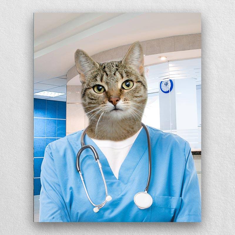 Pet Portraits Dressed Up As A Professional Surgeon