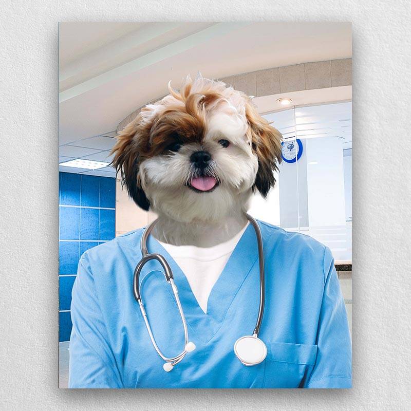 Pet Portraits Dressed Up As A Professional Surgeon