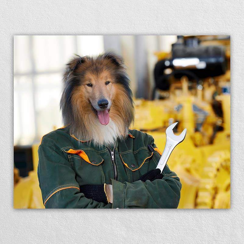 Personalized Factory Worker Machinist Pet Portrait