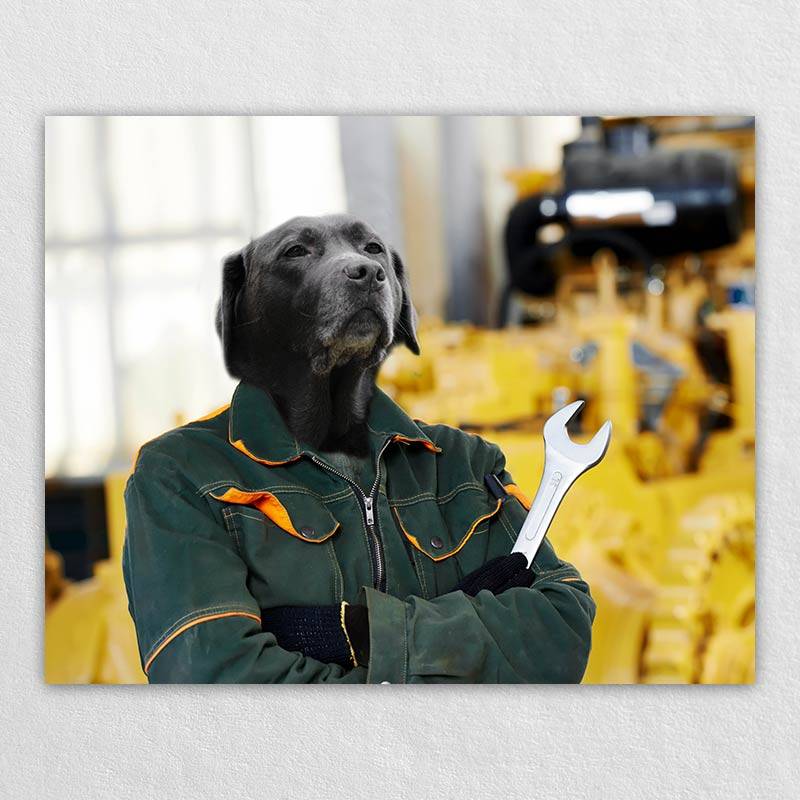 Personalized Factory Worker Machinist Pet Portrait