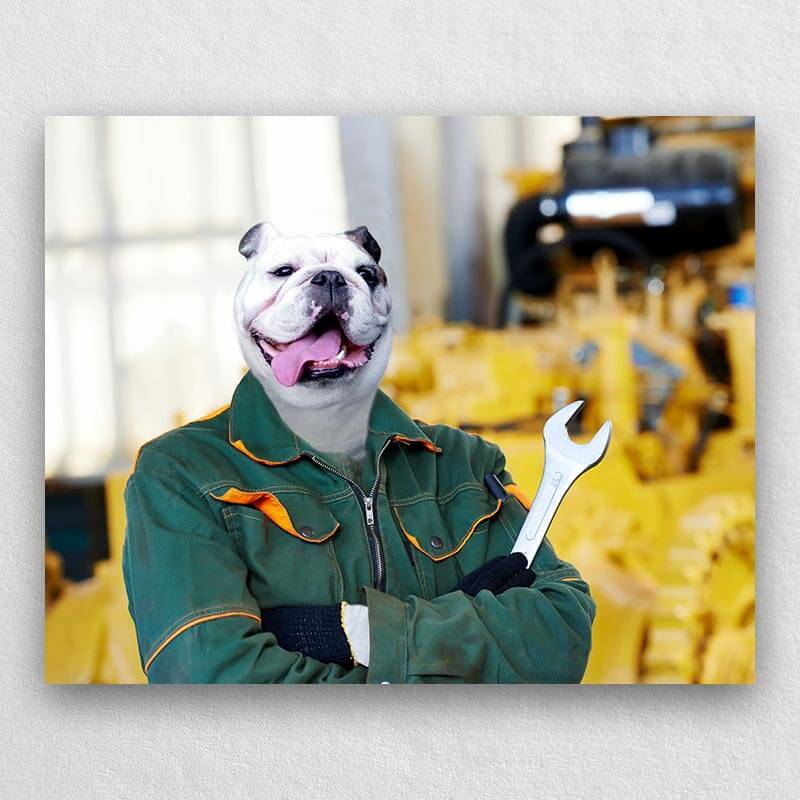 Personalized Factory Worker Machinist Pet Portrait