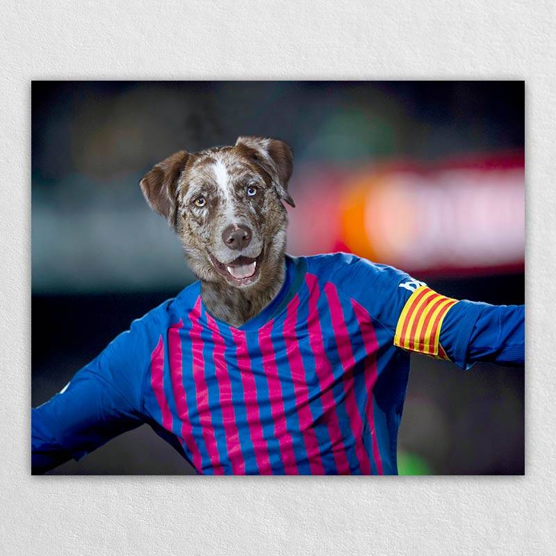 The Cheerful Soccer Star On The Field Dog Or Cat Painting