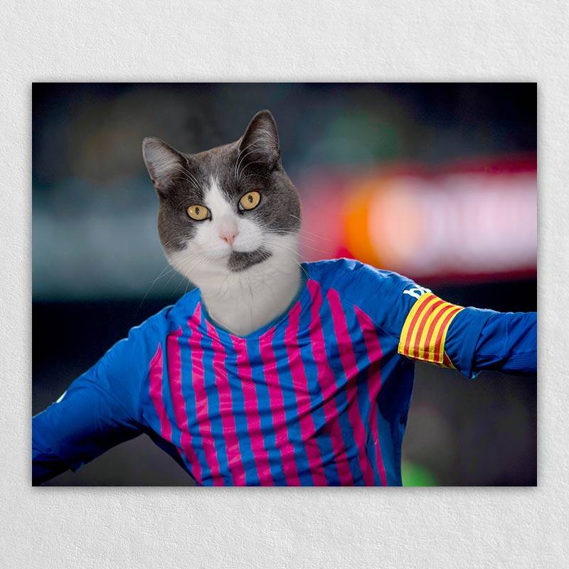 The Cheerful Soccer Star On The Field Dog Or Cat Painting