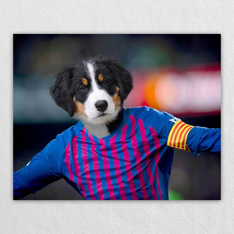 The Cheerful Soccer Star On The Field Dog Or Cat Painting