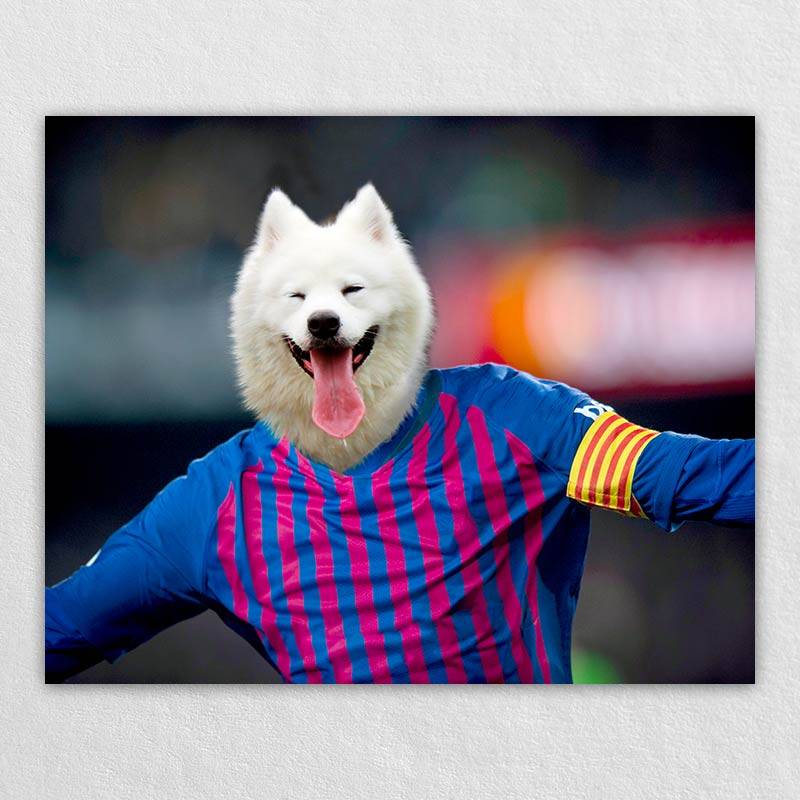 The Cheerful Soccer Star On The Field Dog Or Cat Painting