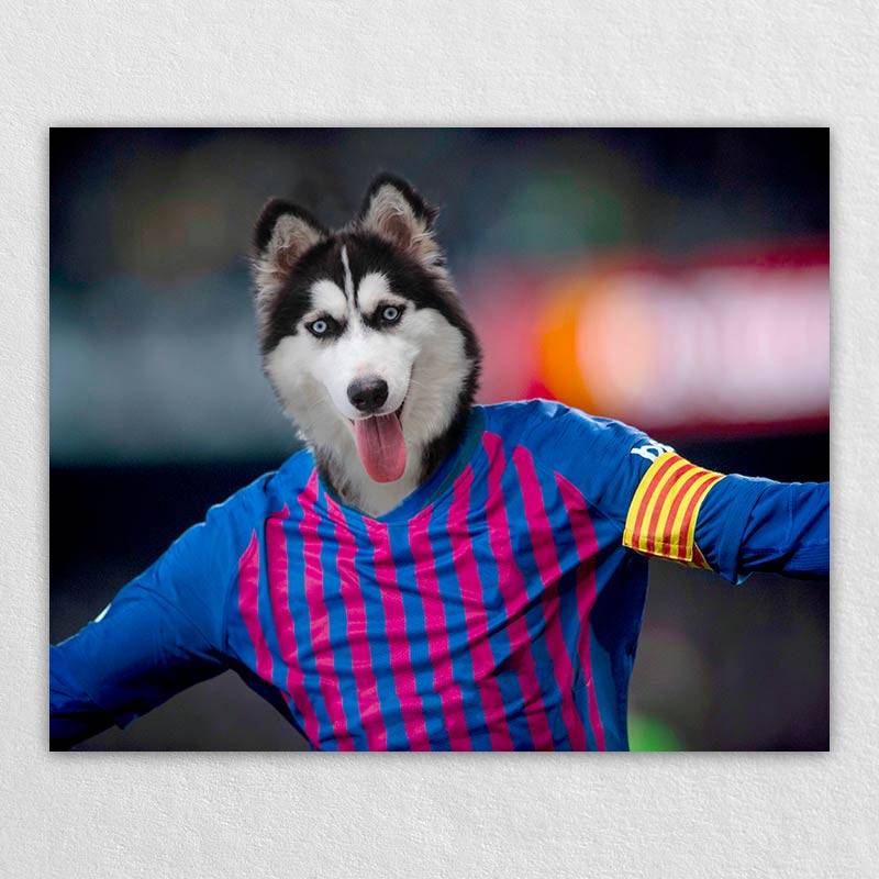 The Cheerful Soccer Star On The Field Dog Or Cat Painting