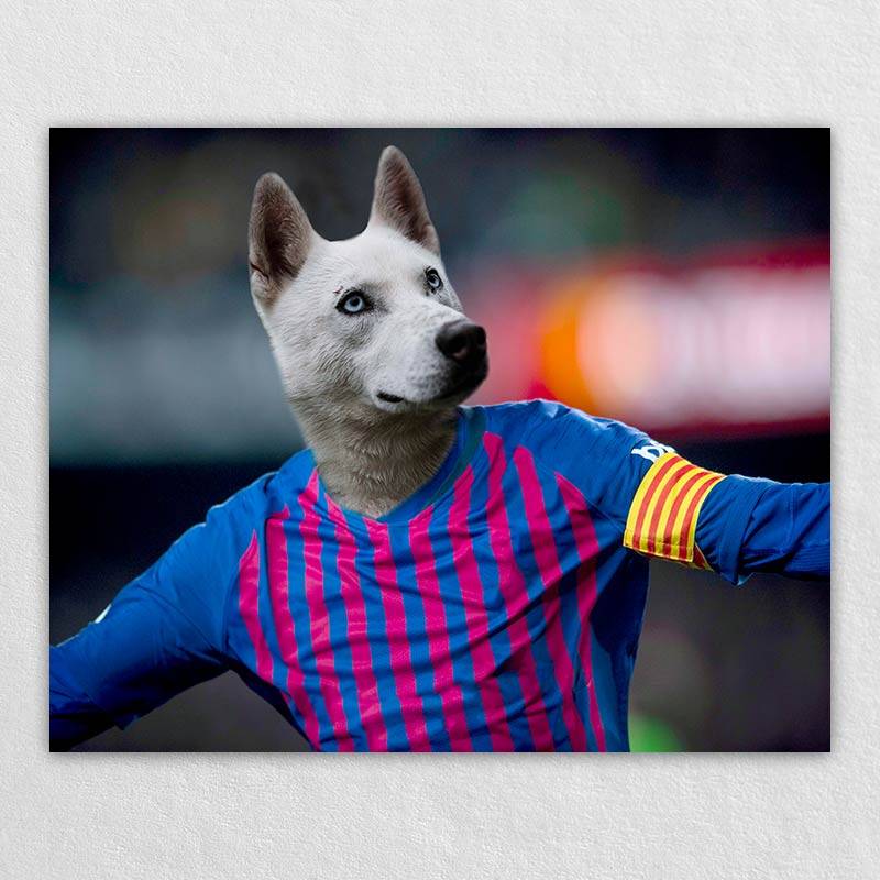 The Cheerful Soccer Star On The Field Dog Or Cat Painting