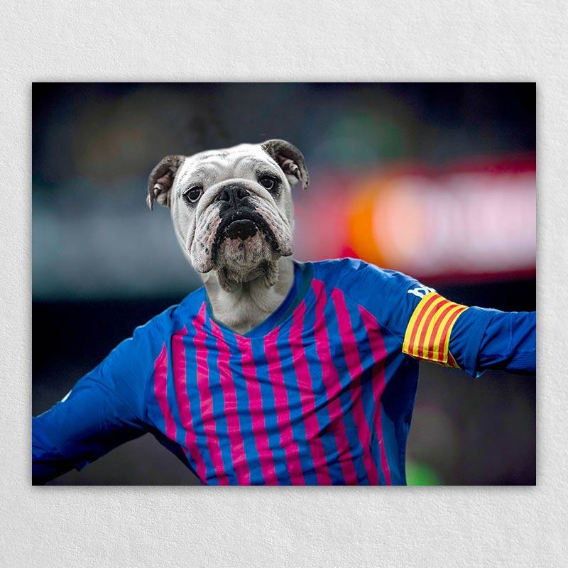 The Cheerful Soccer Star On The Field Dog Or Cat Painting