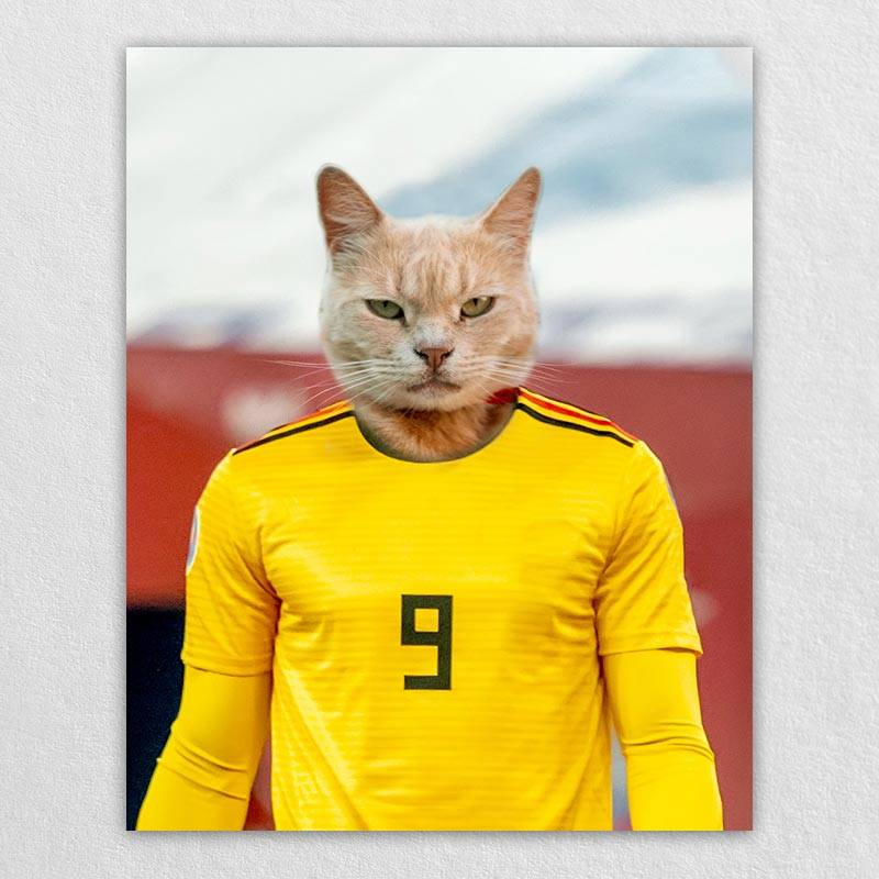 The Soccer Star Before The Camera Dog And Cat Art Print