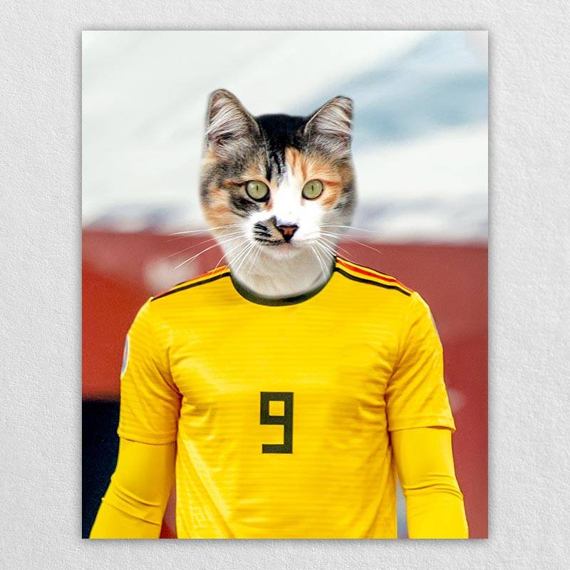 The Soccer Star Before The Camera Dog And Cat Art Print