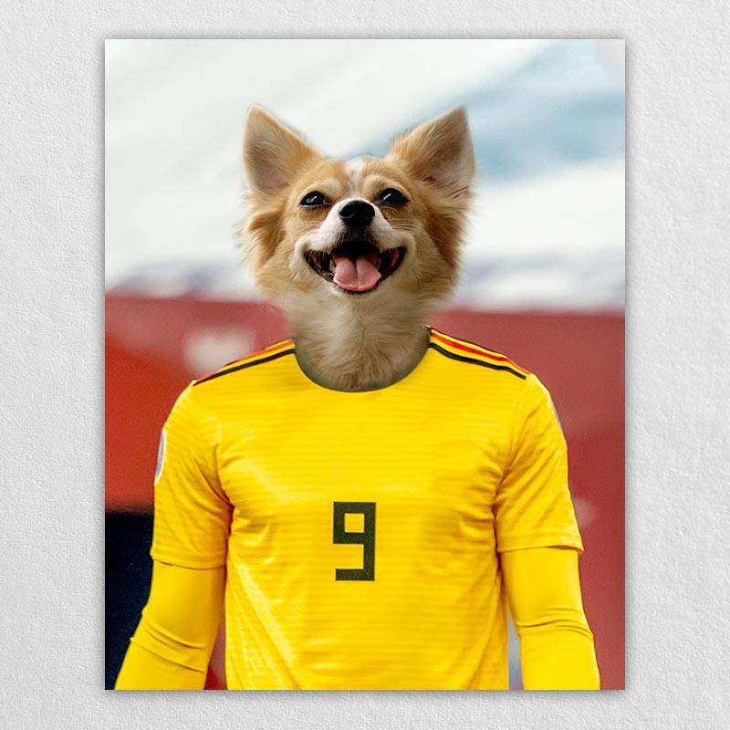 The Soccer Star Before The Camera Dog And Cat Art Print