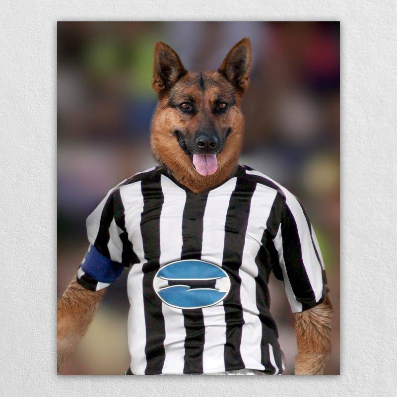 Painting Of Your Dog Or Cat Ready For A Soccer Match