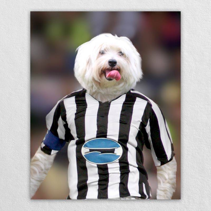 Painting Of Your Dog Or Cat Ready For A Soccer Match